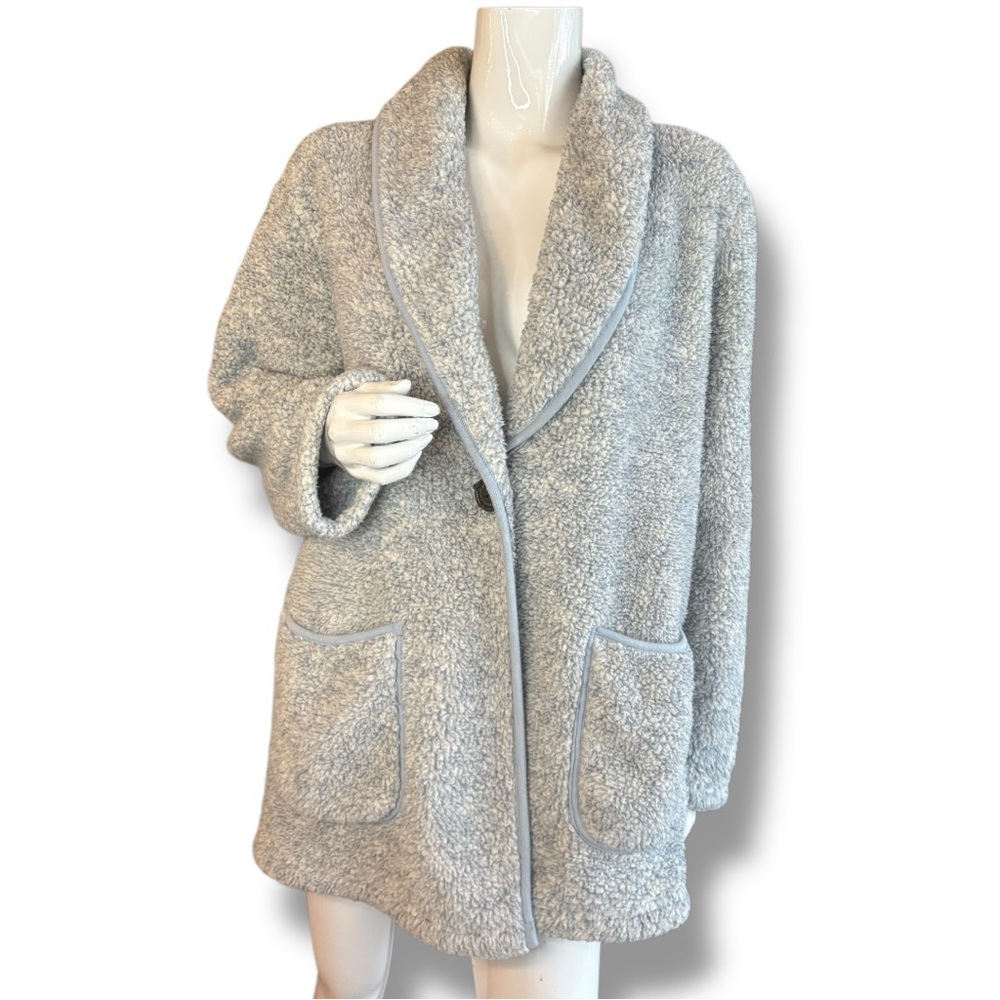 Soft Surroundings Gray 3/4 Length Sherpa Jacket. Women’s Size Small